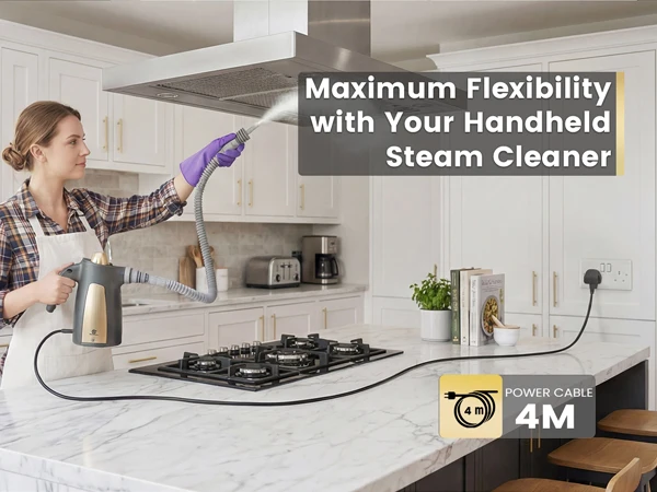 SUPERLEX Handheld Steam Cleaner 1050W 12-In-1 Multi Purpose Portable Steam Cleaning Machine, 350ML Tank High Temperature Chemical-Free Steamer with 12 Piece Accessories, For Kitchen Sofa Carpet Window Home & Car Deep Cleaning