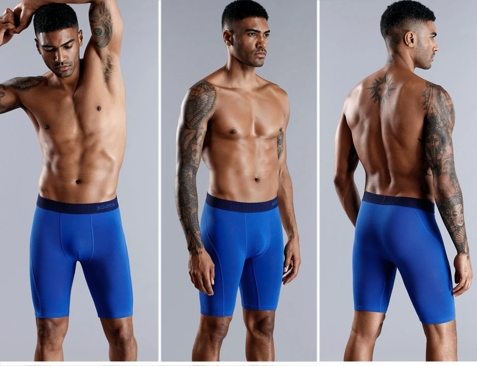 BONITOS Men Boxers Long Leg Man Underwear Soft Men Underpants Natural Cotton Sexy Boxer Shorts Top Brand Long Men's Panties
