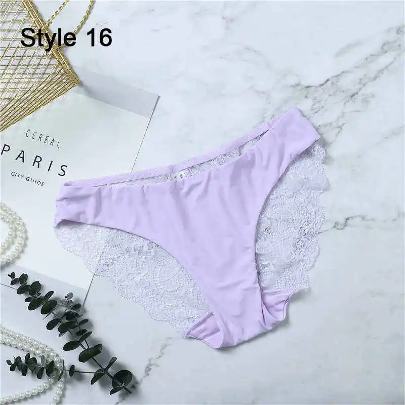 Fashion Women's Sexy Lace Panties Seamless Underwear Leopard Ice Silk for Girl Bikini Cotton Crotch Transparent Lingerie