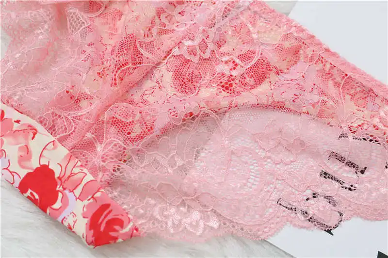 Fashion Women's Sexy Lace Panties Seamless Underwear Leopard Ice Silk for Girl Bikini Cotton Crotch Transparent Lingerie
