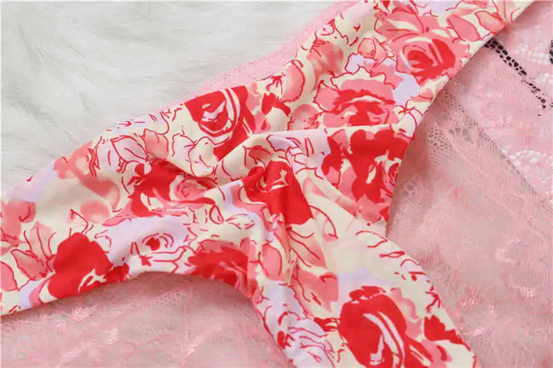 Fashion Women's Sexy Lace Panties Seamless Underwear Leopard Ice Silk for Girl Bikini Cotton Crotch Transparent Lingerie