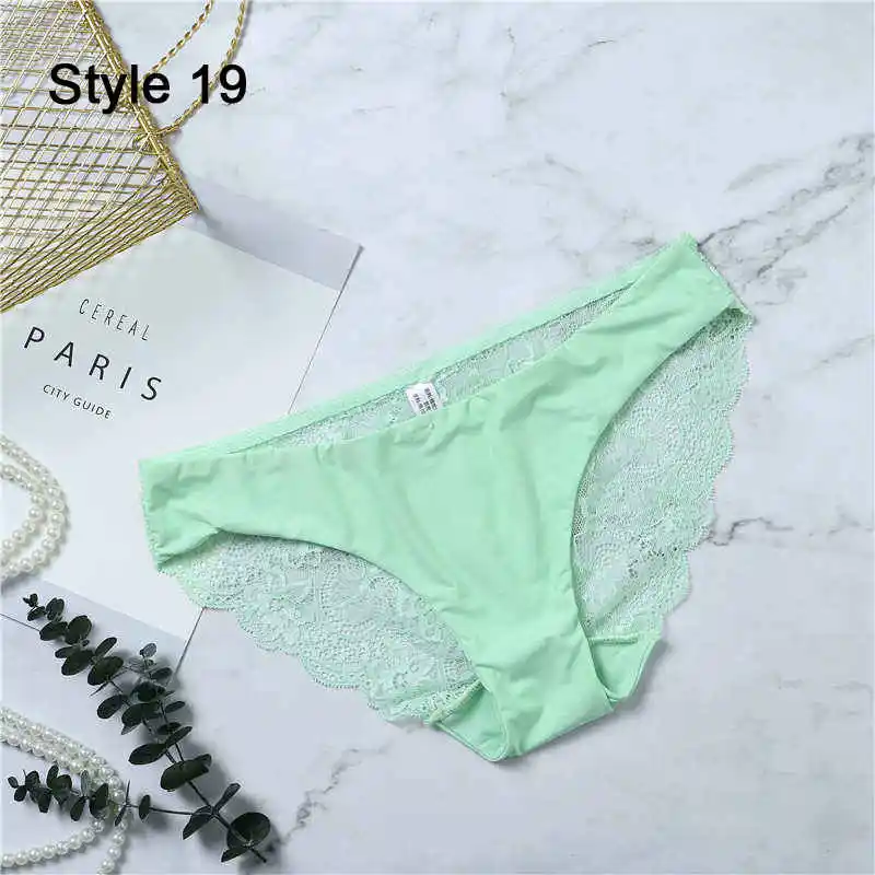 Fashion Women's Sexy Lace Panties Seamless Underwear Leopard Ice Silk for Girl Bikini Cotton Crotch Transparent Lingerie