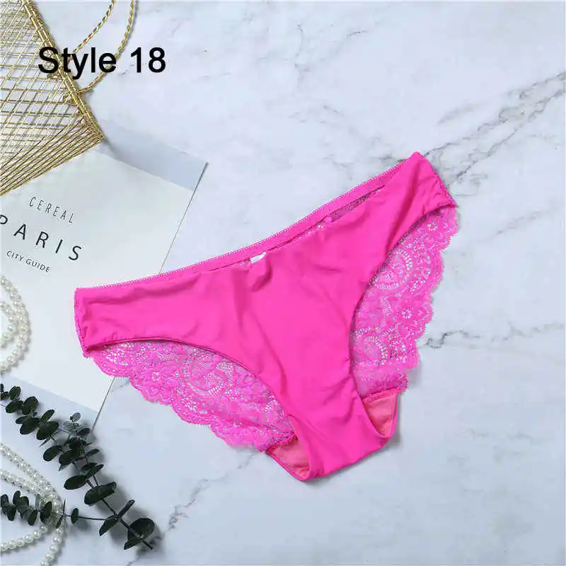 Fashion Women's Sexy Lace Panties Seamless Underwear Leopard Ice Silk for Girl Bikini Cotton Crotch Transparent Lingerie