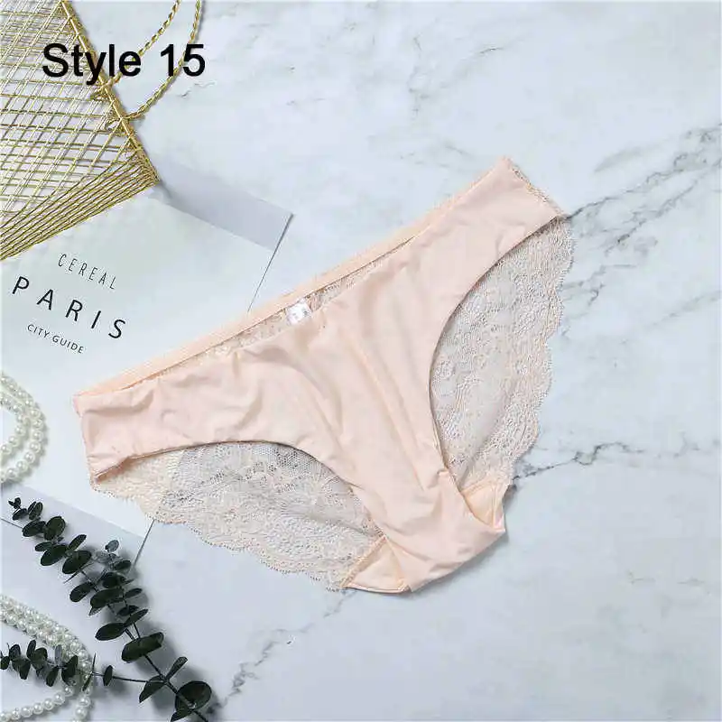 Fashion Women's Sexy Lace Panties Seamless Underwear Leopard Ice Silk for Girl Bikini Cotton Crotch Transparent Lingerie