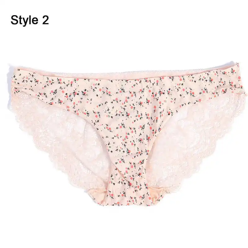 Fashion Women's Sexy Lace Panties Seamless Underwear Leopard Ice Silk for Girl Bikini Cotton Crotch Transparent Lingerie