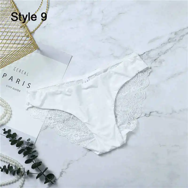 Fashion Women's Sexy Lace Panties Seamless Underwear Leopard Ice Silk for Girl Bikini Cotton Crotch Transparent Lingerie