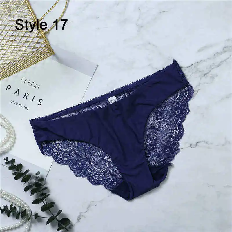 Fashion Women's Sexy Lace Panties Seamless Underwear Leopard Ice Silk for Girl Bikini Cotton Crotch Transparent Lingerie