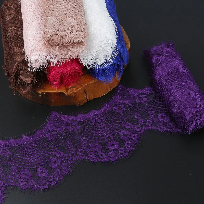 3 Yards 9.5cm 10 Colors Flower Embroidered Lace Fabric Trim Ribbons for DIY Sewing Handmade Materials Garment Accessories