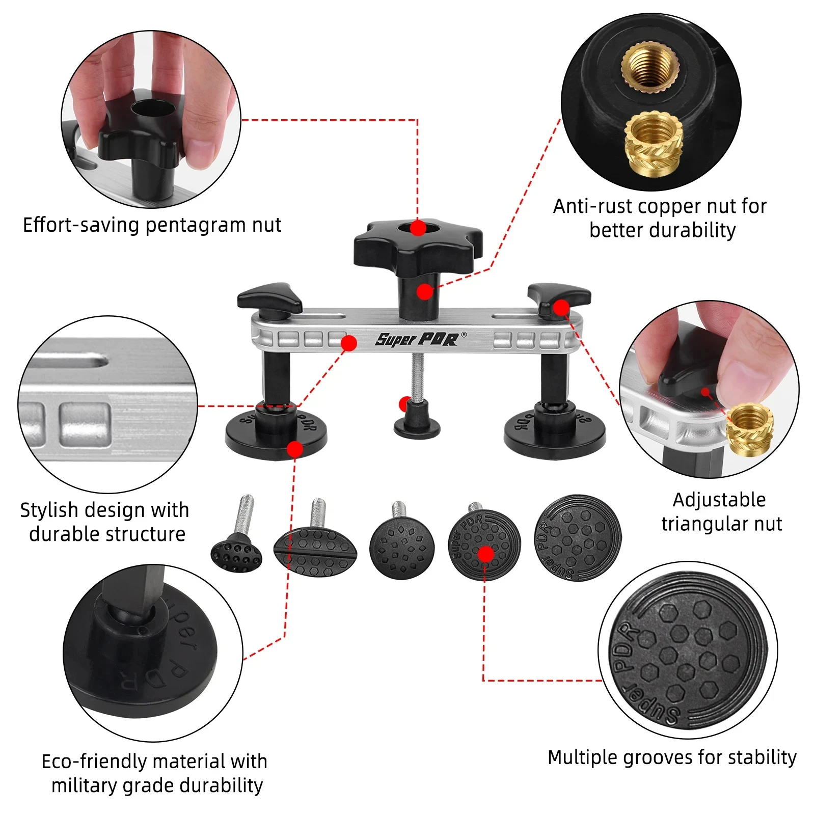 Super PDR Professional Dent Repair Tool Paint-free Dent Repair Tool Car Hail Dent Removal Kit Suction Cup Dent Puller Tool Set