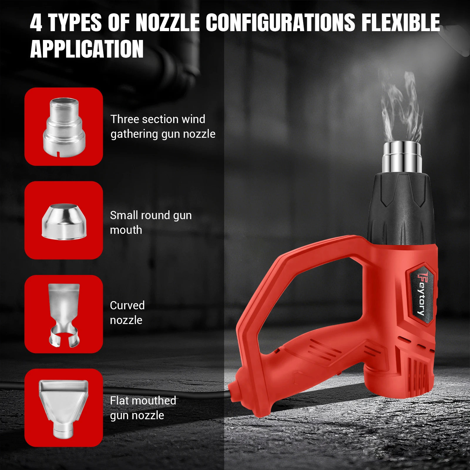 2000W Heat Gun Kit, 300°C/600°C Dual Temperature with 4 Nozzles – For Shrink Wrapping, Paint Stripping & DIY Craf