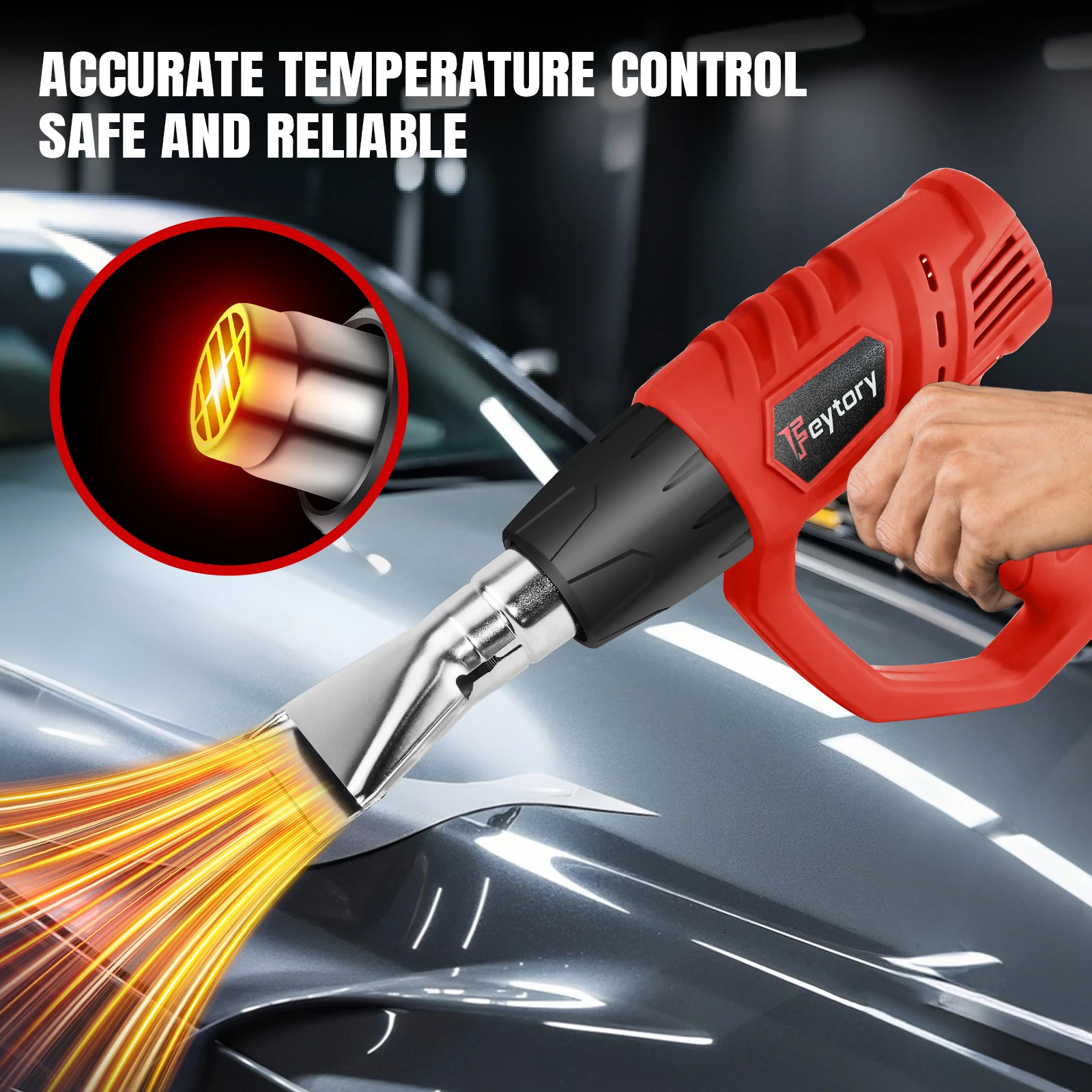 2000W Heat Gun Kit, 300°C/600°C Dual Temperature with 4 Nozzles – For Shrink Wrapping, Paint Stripping & DIY Craf