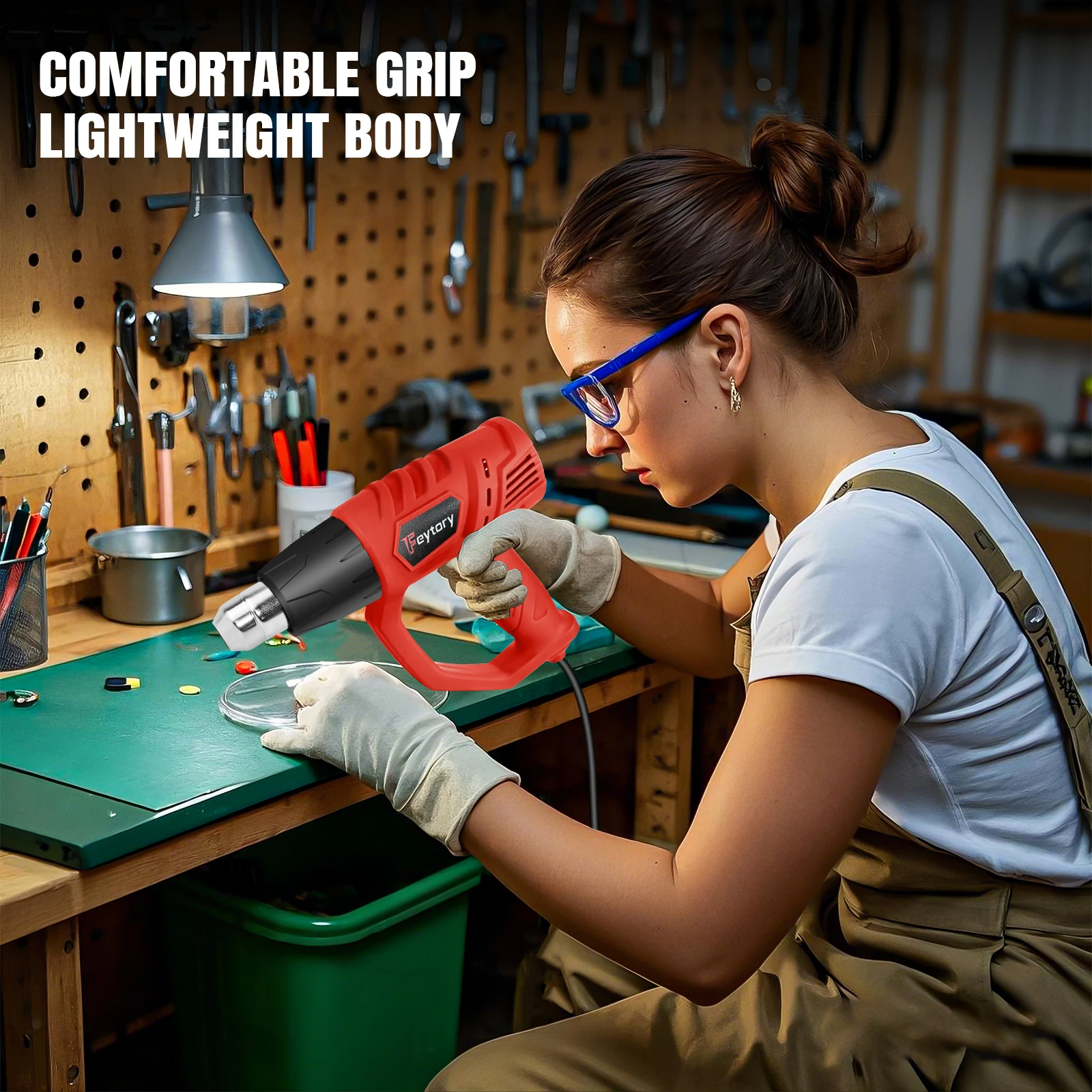 2000W Heat Gun Kit, 300°C/600°C Dual Temperature with 4 Nozzles – For Shrink Wrapping, Paint Stripping & DIY Craf