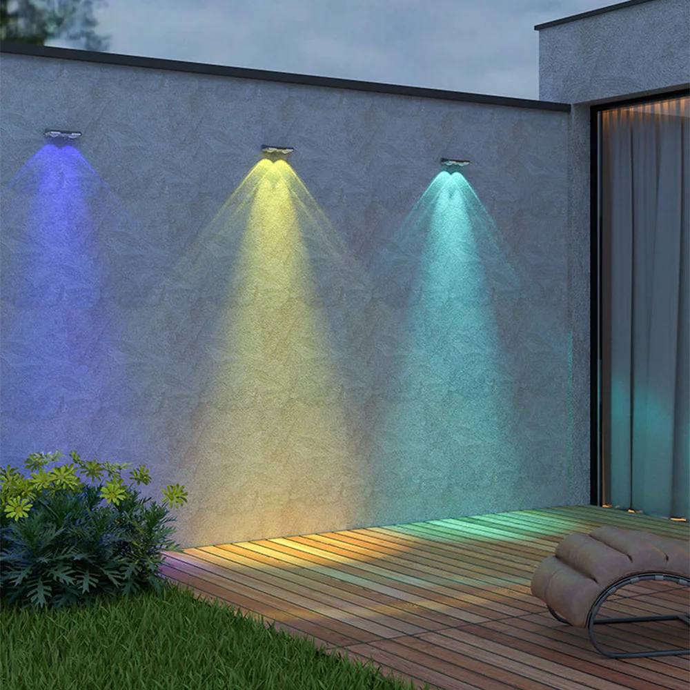6 Pack Solar Retro Wall Lamps RGB LED Solar Wall Lights Deck Lamp For Courtyard Fence Home Garden Landscape Decorative Lighting
