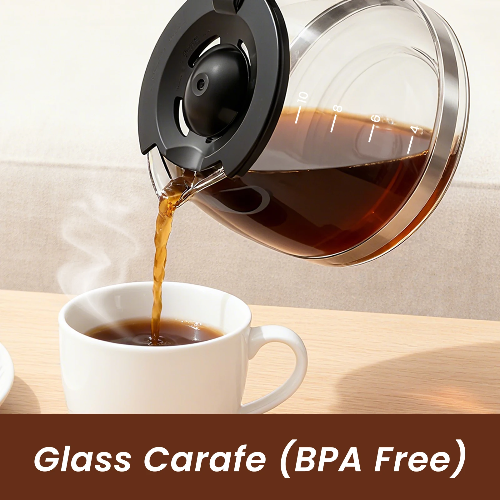 SUPERLEX 1.25L Electric Drip Coffee Machine 600 Power American Style Coffee Machine Convenient Water Window with Reusable Filter