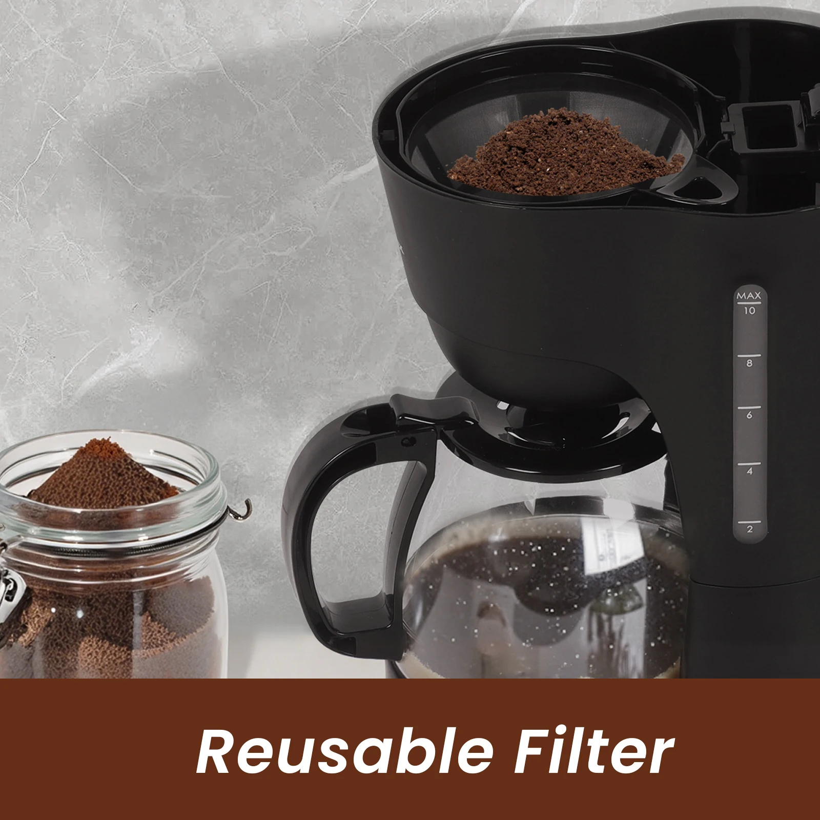 SUPERLEX 1.25L Electric Drip Coffee Machine 600 Power American Style Coffee Machine Convenient Water Window with Reusable Filter