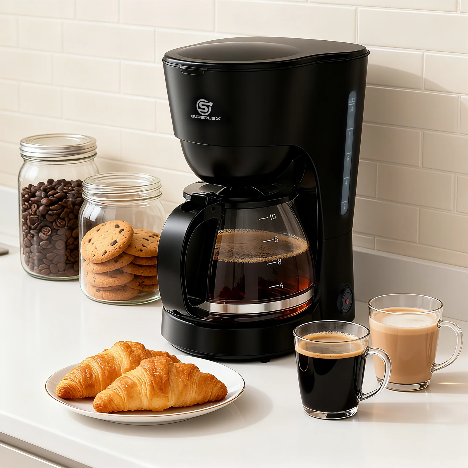 SUPERLEX 1.25L Electric Drip Coffee Machine 600 Power American Style Coffee Machine Convenient Water Window with Reusable Filter