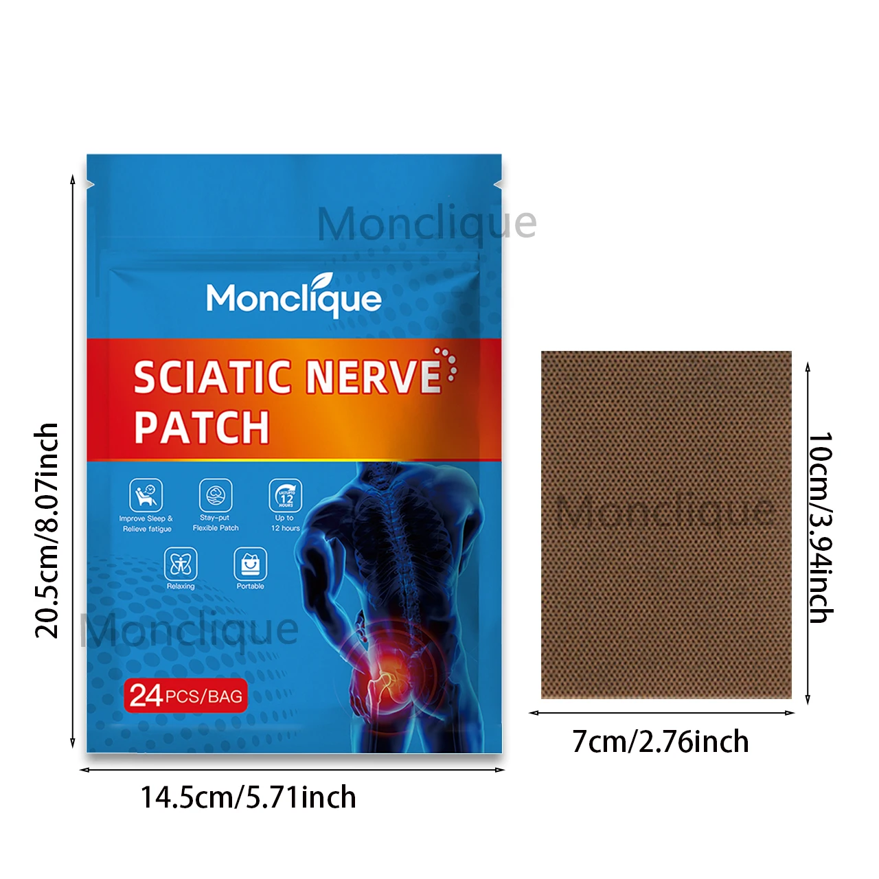 24-72Pcs Monclique Mugwort Warming Patch for Waist Hip Thigh Comfort Daily Body Care Warm Sticker Relaxation Care Pads