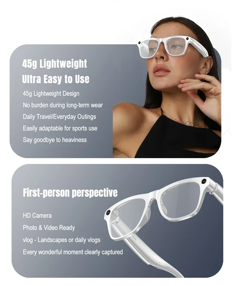 4K HD AI Smart Glasses Men 800W Pixel Camera Bluetooth Call 4GB WIFI Transmission Voice Assistant Smart Glasses 2026 New