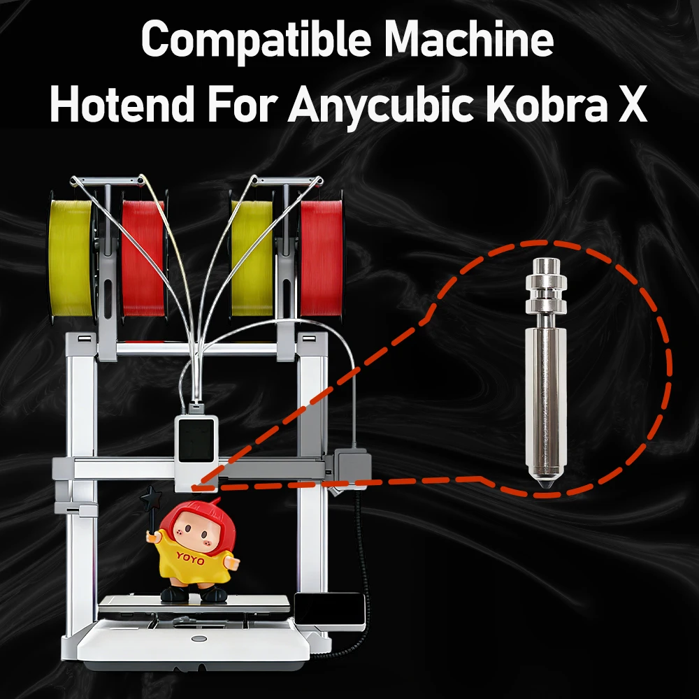 High Precision Bimetal Nickel Plated Replacement Nozzle for Anycubic Kobra X Hardened SteelOne-Piece Hotend for 3D Printer Parts
