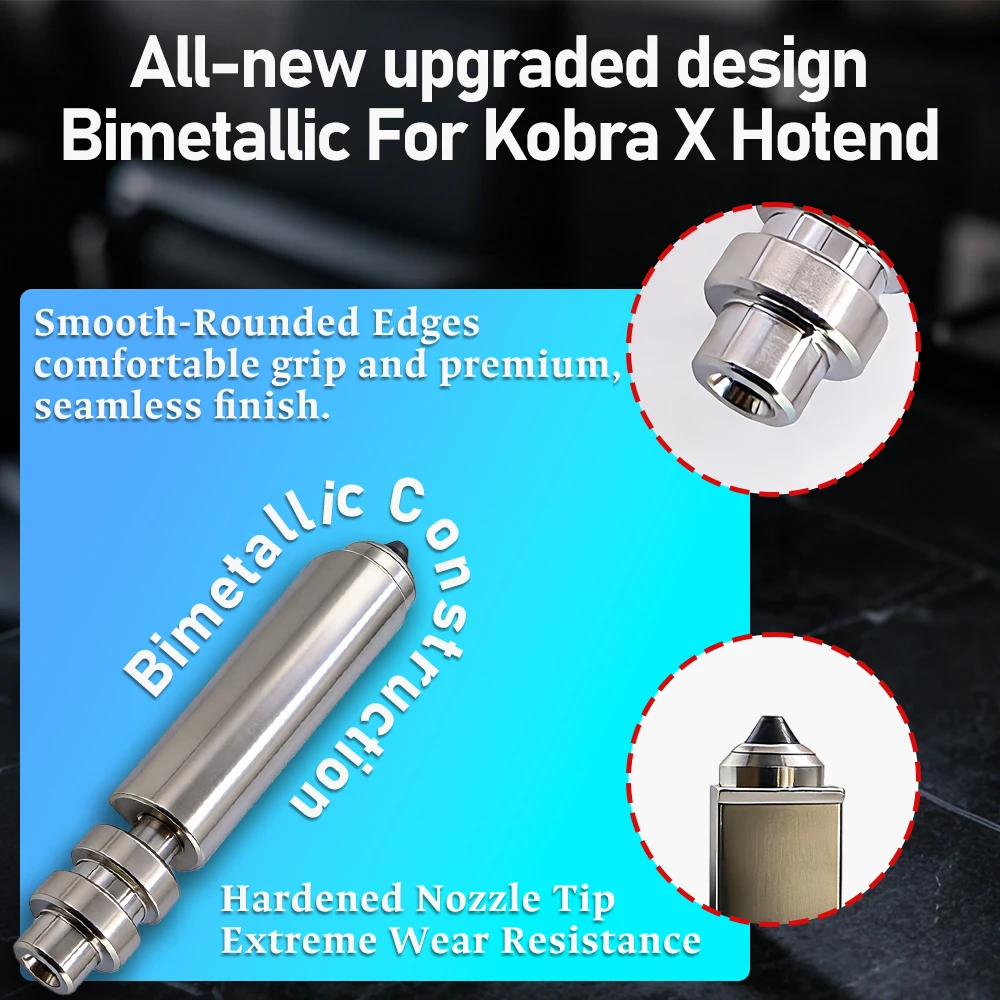 High Precision Bimetal Nickel Plated Replacement Nozzle for Anycubic Kobra X Hardened SteelOne-Piece Hotend for 3D Printer Parts