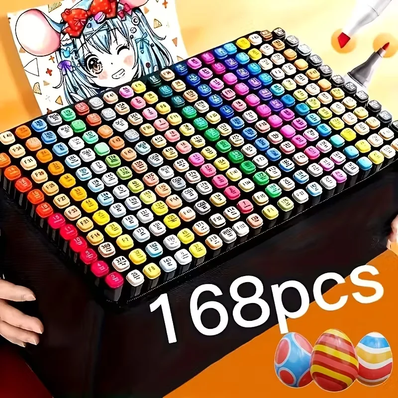 80/120/168 Colours Dual-Tip Alcohol Markers Set With Stand, Permanent Alcohol Marker Pens For Adults Artists, Permanent Art Mark