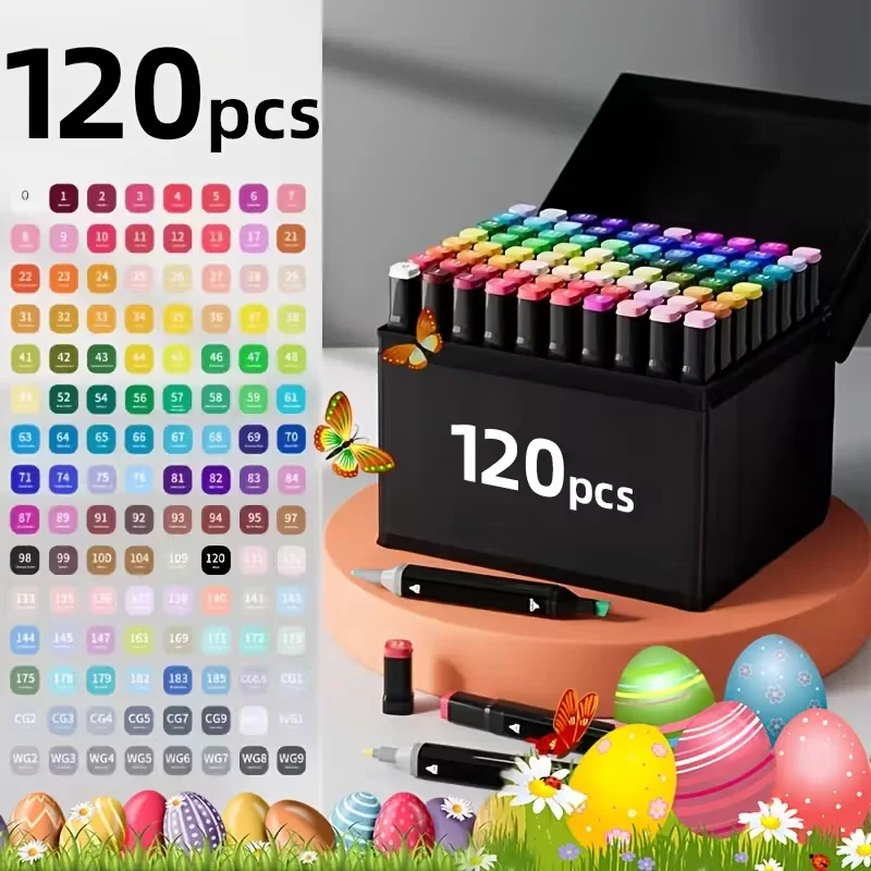 80/120/168 Colours Dual-Tip Alcohol Markers Set With Stand, Permanent Alcohol Marker Pens For Adults Artists, Permanent Art Mark