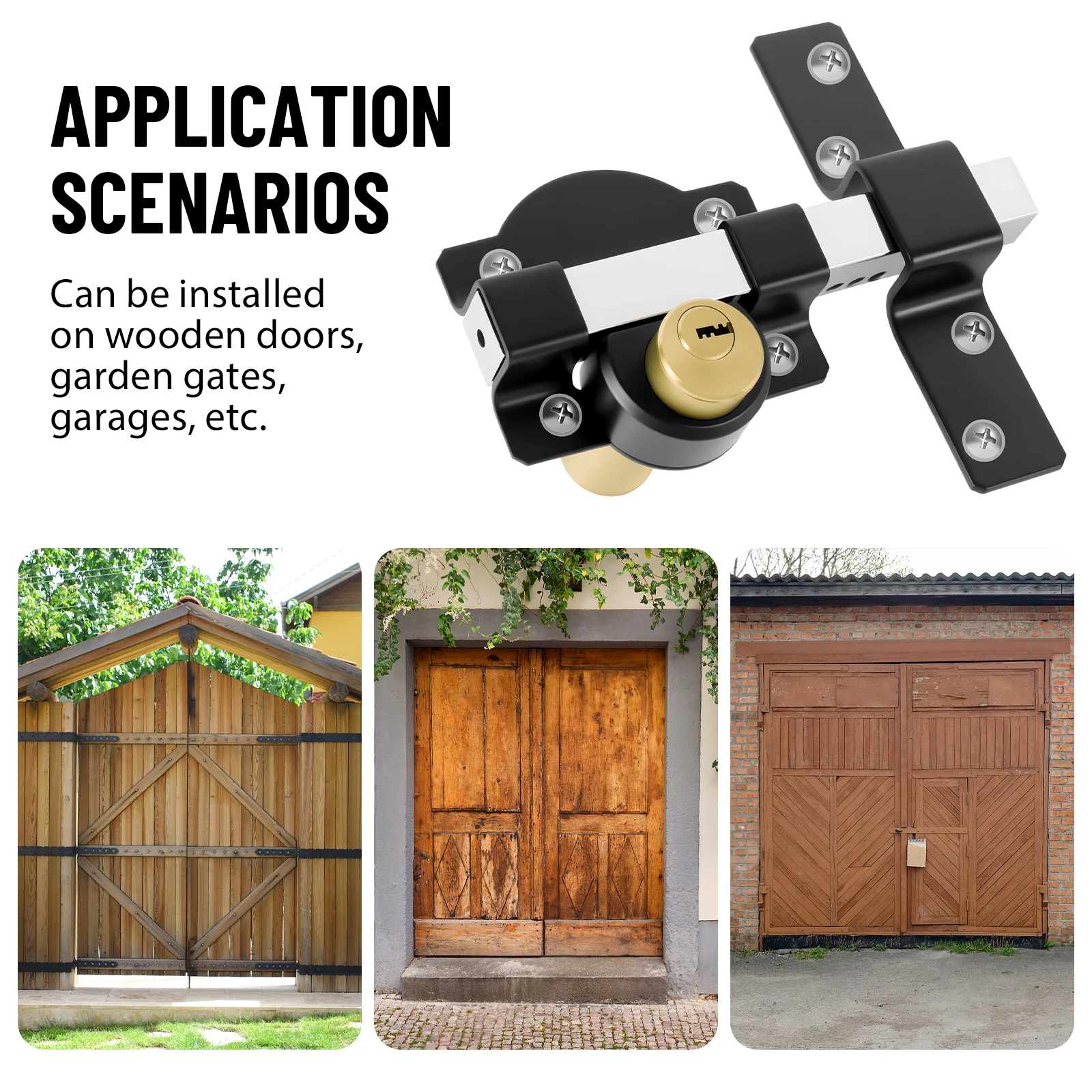 5 Keys 1 Set Sliding Door Lock Both Side Lock Door 50mm Long Throw Gate Lock Stainless Steel Security Lock for Yard,Garden Doors