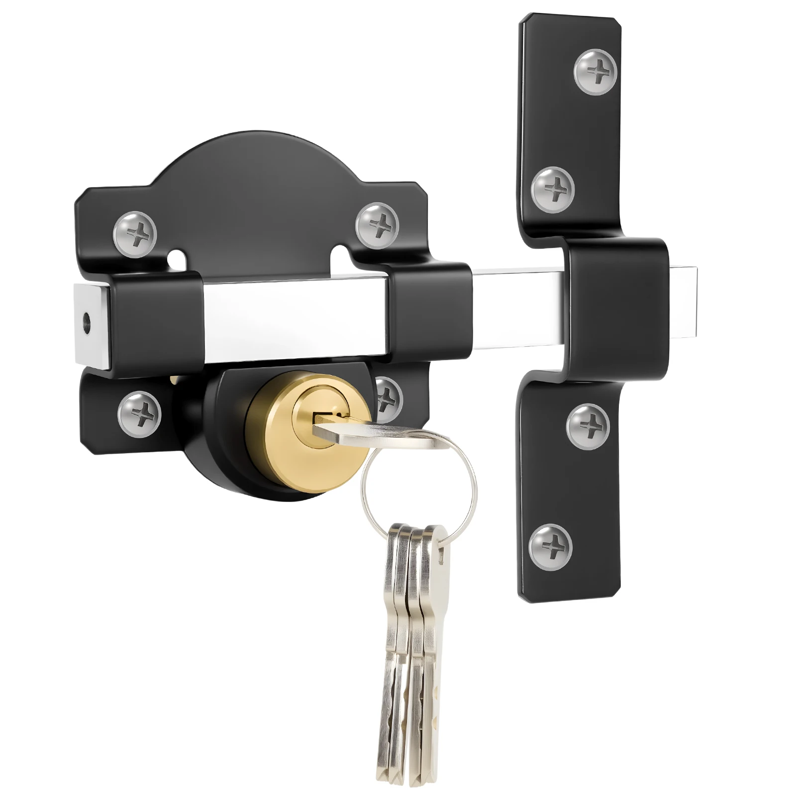 5 Keys 1 Set Sliding Door Lock Both Side Lock Door 50mm Long Throw Gate Lock Stainless Steel Security Lock for Yard,Garden Doors