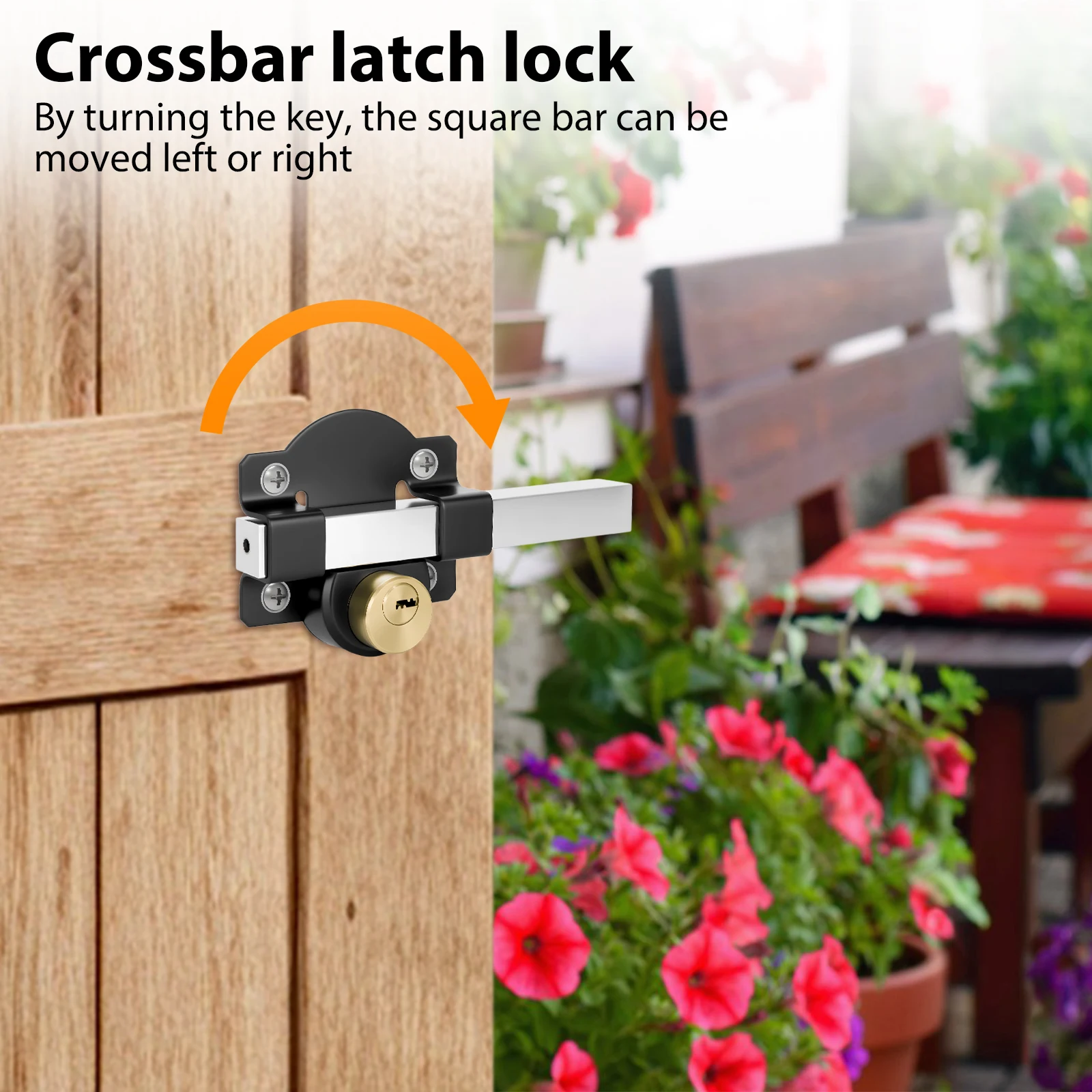 5 Keys 1 Set Sliding Door Lock Both Side Lock Door 50mm Long Throw Gate Lock Stainless Steel Security Lock for Yard,Garden Doors