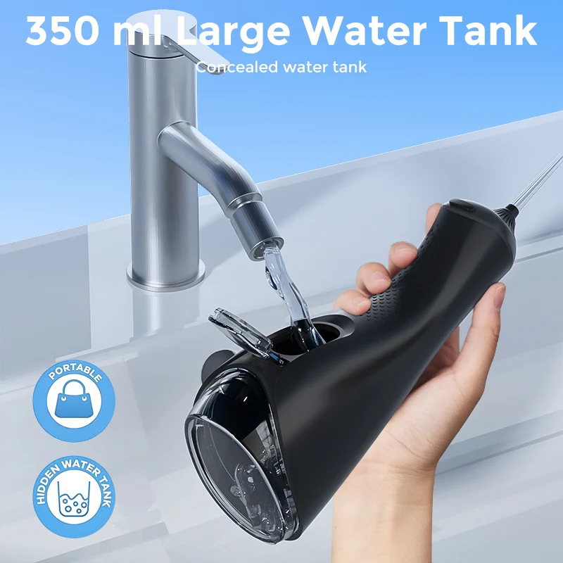 SEJOY Portable Electric Water Flosser Irrigator Dental Teeth Whitening strips 350ML Tank 5 Modes 5 Jet Tips For Home Travel