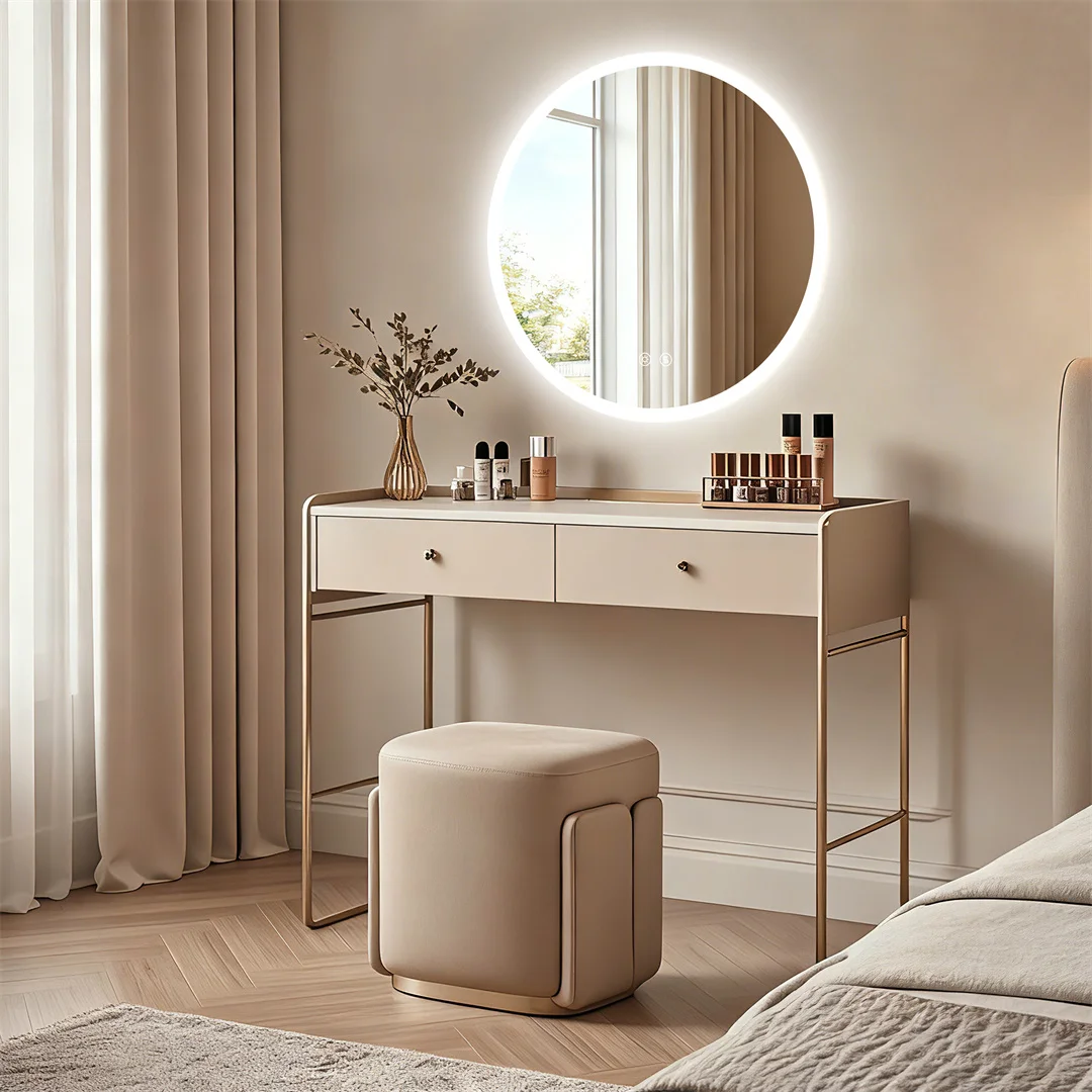 Round LED Bathroom Mirror with Lights, 20/24/32" Backlit Dimmable Anti-Fog Wall Mounted Vanity Mirror,Memory Function