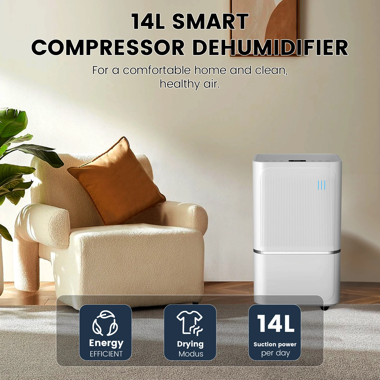 OYAJIA 14L Dehumidifier For Mould and Moisture Extraction Quiet 36dB Home