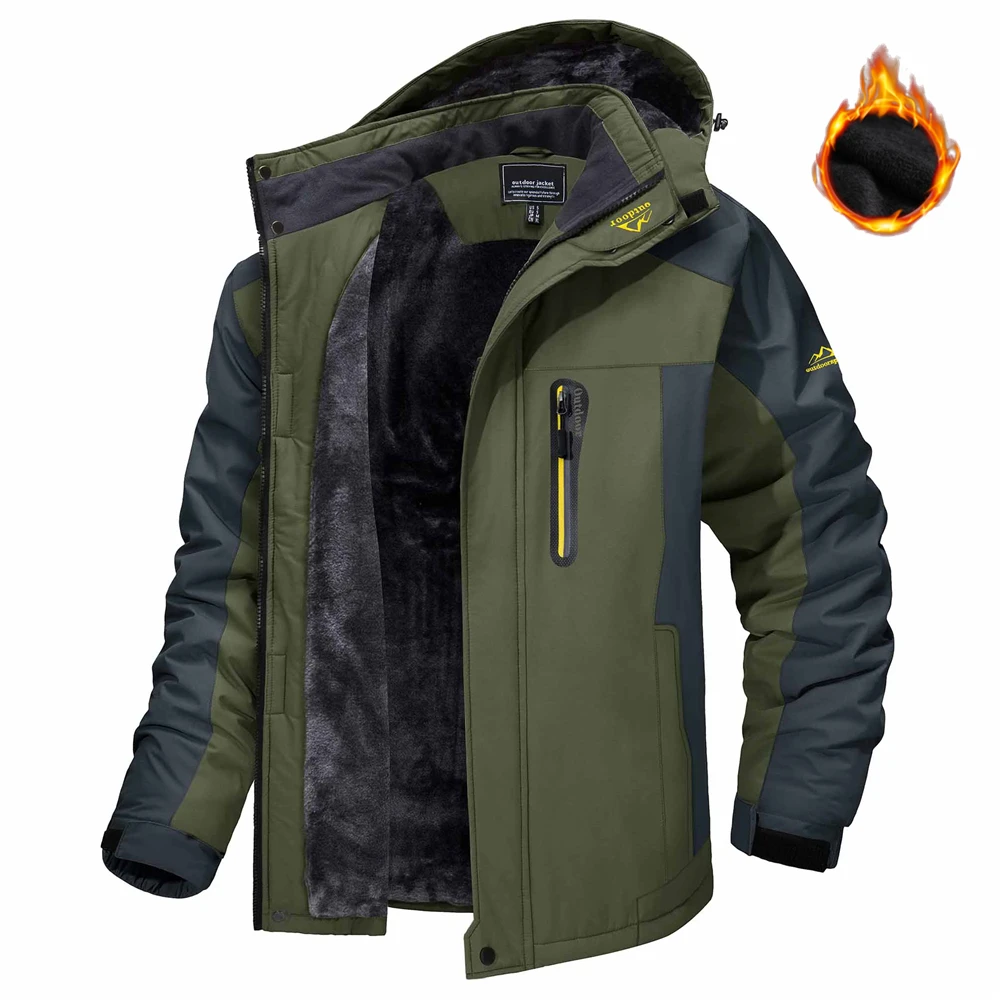 Winter Fleece Lining Parka Heavyweight Waterproof Mens Ski Snowboard Jackets Windproof Removable Hoodie Coats Casual Windbreaker