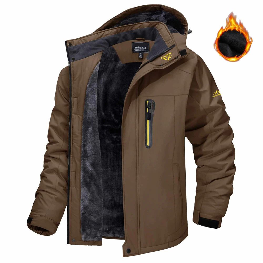 Winter Fleece Lining Parka Heavyweight Waterproof Mens Ski Snowboard Jackets Windproof Removable Hoodie Coats Casual Windbreaker