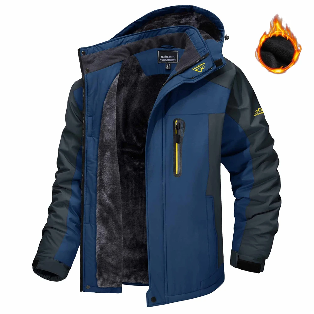 Winter Fleece Lining Parka Heavyweight Waterproof Mens Ski Snowboard Jackets Windproof Removable Hoodie Coats Casual Windbreaker