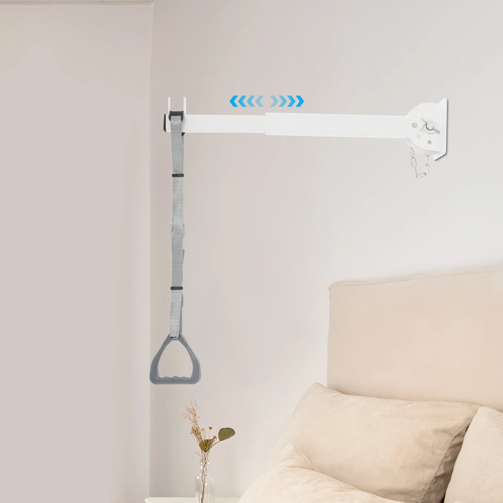 Adjustable Bed Trapeze Bar for Patient Transfer, 5-Position Angle & Length, 400LBS Capacity, Wall Mounted Aid