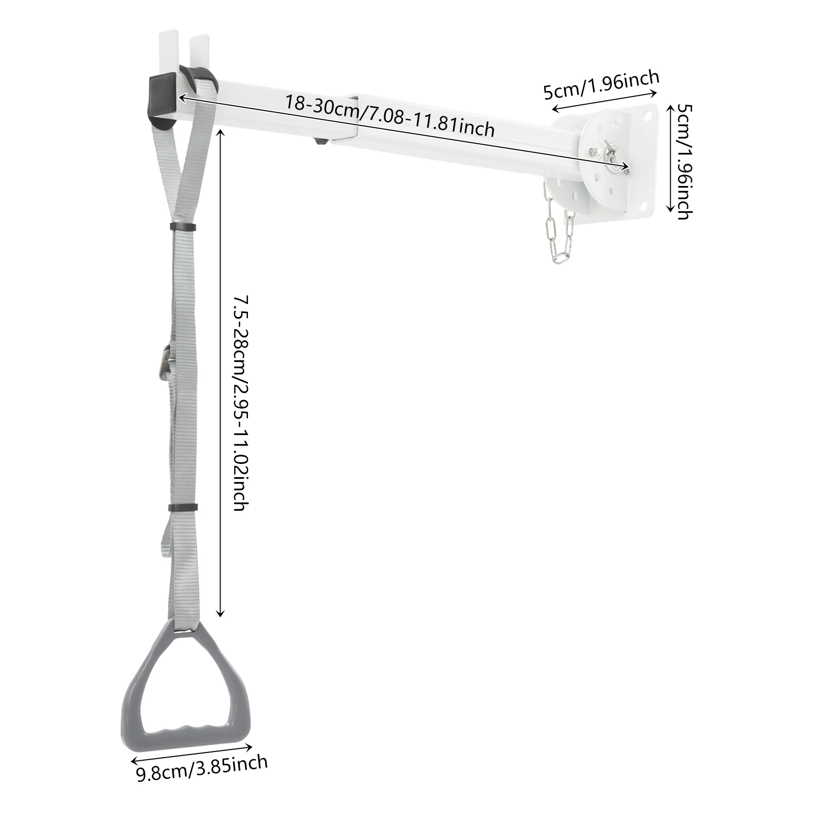 Adjustable Bed Trapeze Bar for Patient Transfer, 5-Position Angle & Length, 400LBS Capacity, Wall Mounted Aid