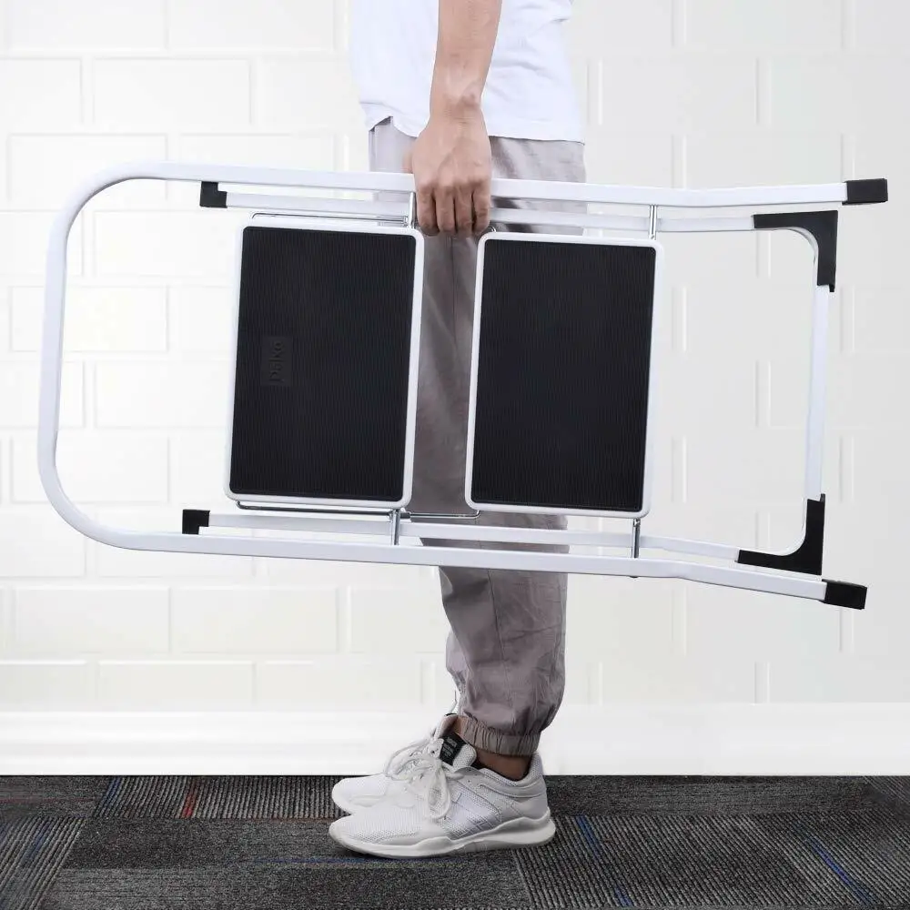 Folding Step Ladder for Home & Kitchen, 2 Step Ladder Anti-Slip Tread, Portable Metal Step Ladder, Easy to Store, 150kg Capacity