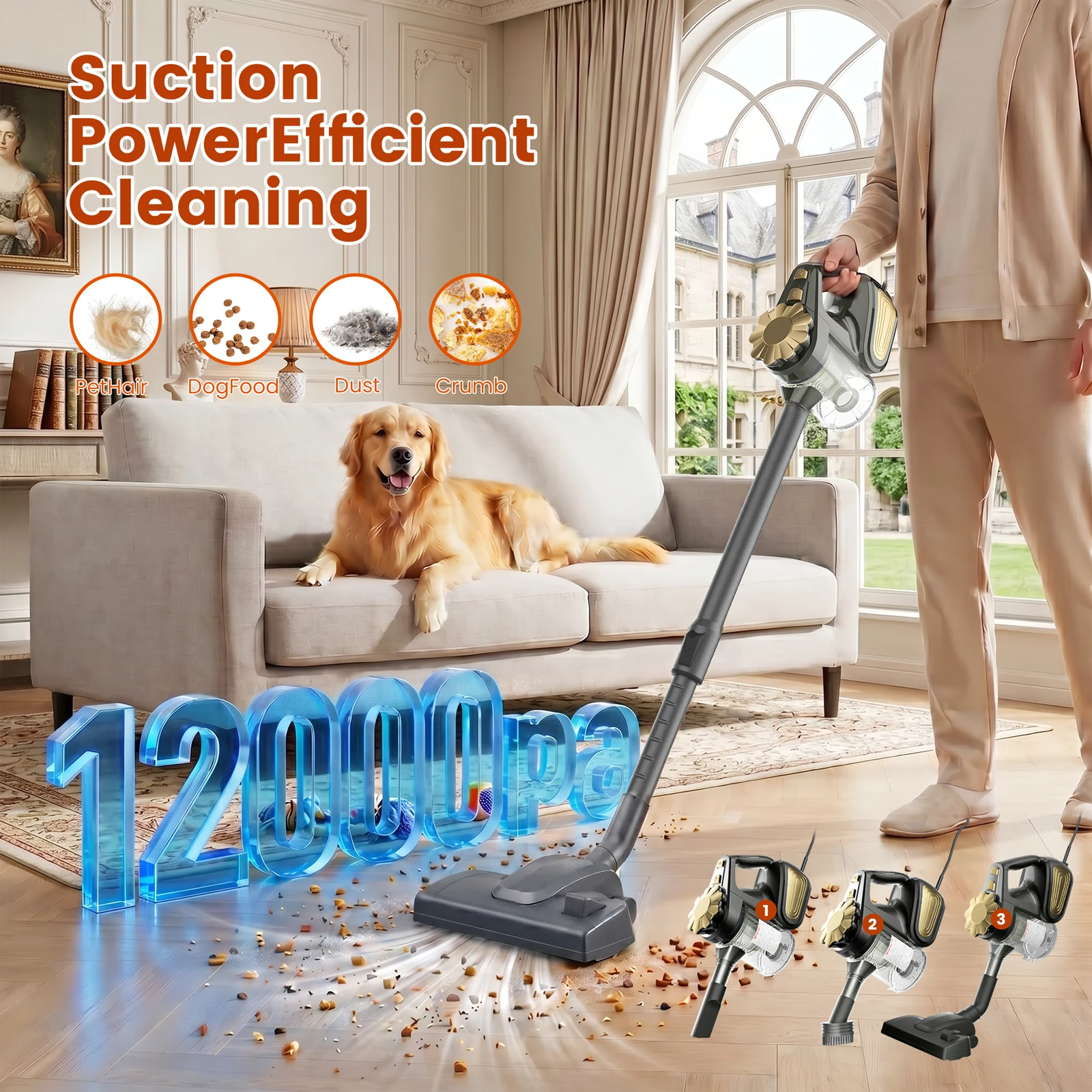 SUPERLEX 4 in 1 Handheld Vacuum Cleaner Wet Dry 600W HEPA Filter 12KPA Powerful Cleaning Machine 2 Cleaning Modes For Home 2026