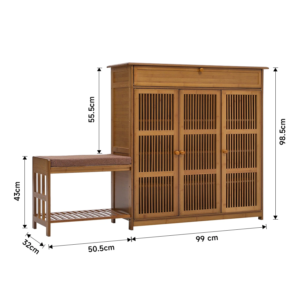 Voltsify Bamboo Entryway Storage Shoe Cabinet with Bench