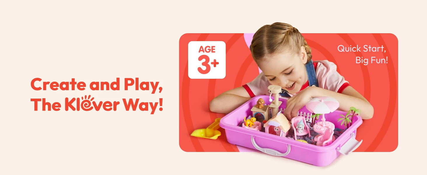 Joyfy Cute Pet Themed Sensory Bin toy Sandbox with Lid Dual-Color Sand Learning Activities for Boys Girls Birthday Chrimas Gifts