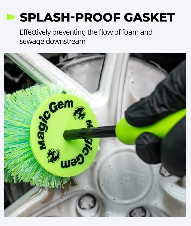 Magic Gem Car Wash Super Brush Plush Premium Wheels Brush Non-Slip Handle Easy To Cleaning Rims Spokes Wheel Barrel CarDetailing