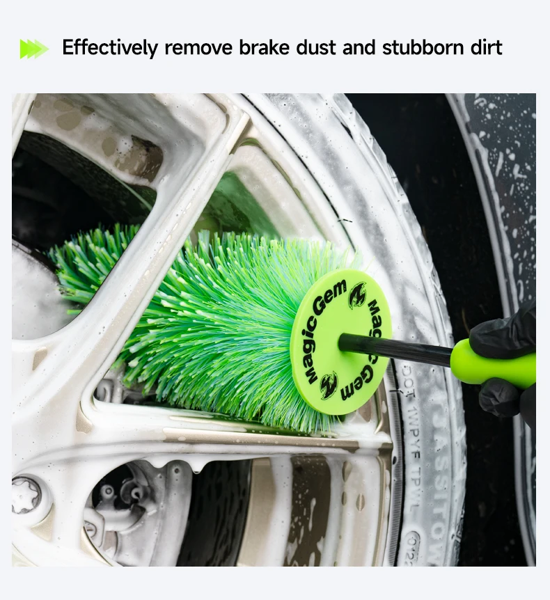 Magic Gem Car Wash Super Brush Plush Premium Wheels Brush Non-Slip Handle Easy To Cleaning Rims Spokes Wheel Barrel CarDetailing