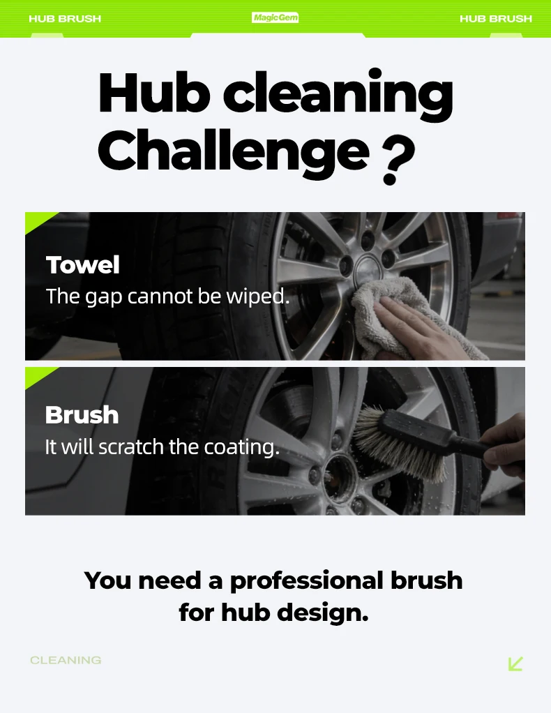 Magic Gem Car Wash Super Brush Plush Premium Wheels Brush Non-Slip Handle Easy To Cleaning Rims Spokes Wheel Barrel CarDetailing