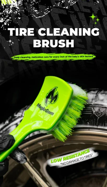 MAGIC GEM Tire Brushes for Cleaning Tires, Durable Car Wash Brush, Stiff Tire Scrub Brush for Car Detailing & Rubber Tire