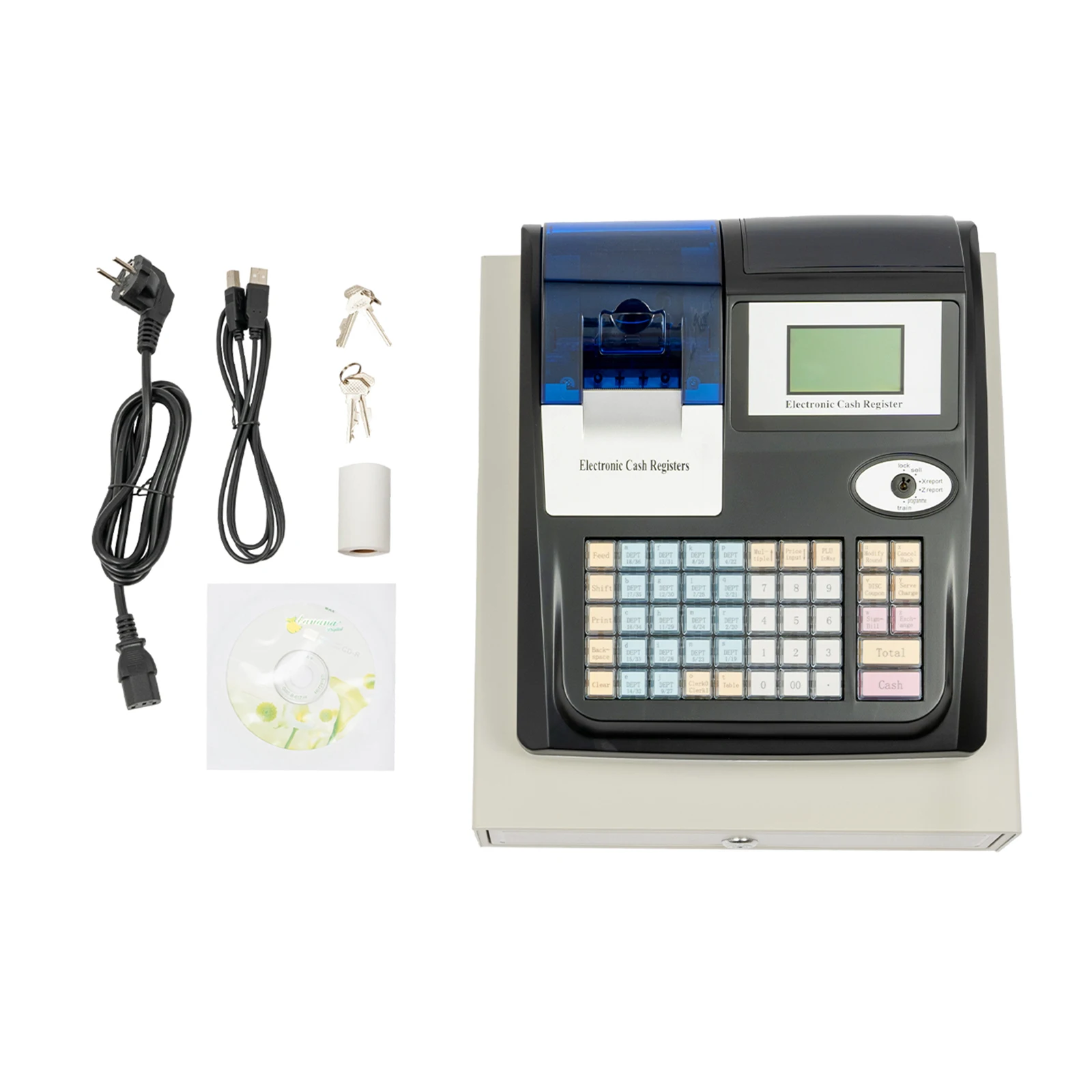 48 Keys Electronic Cash Register LED Display Cash Register Machine Support Multiple Payment Methods For Multi Cash Register