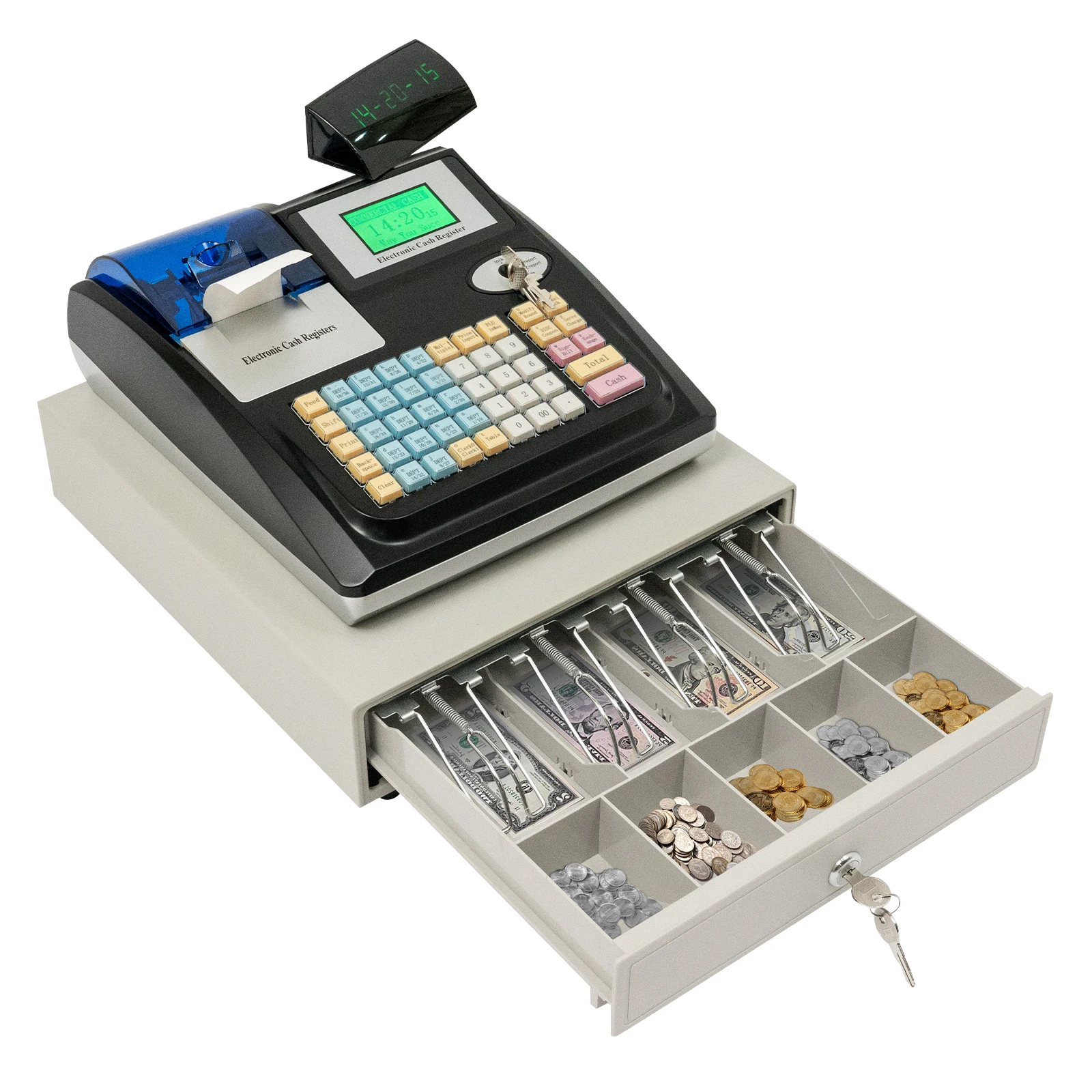 48 Keys Electronic Cash Register LED Display Cash Register Machine Support Multiple Payment Methods For Multi Cash Register