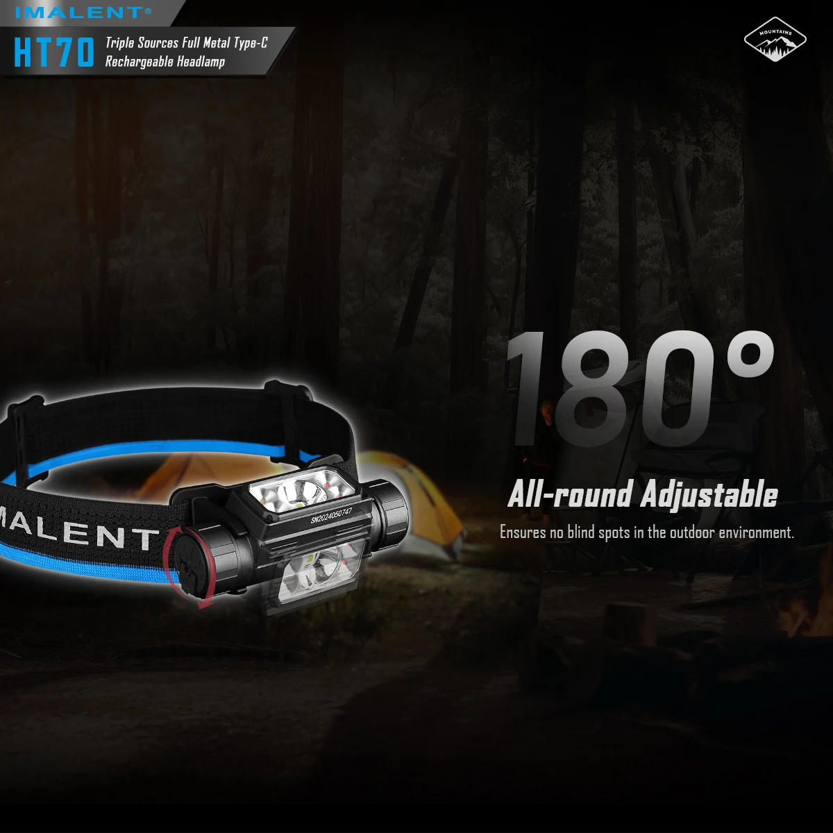 IMALENT HT70 LED Headlamp 3500LM 349M 5000mAh Powerful Torch Rechargeable Headlamp White Red Light Three-Light Source Headlight