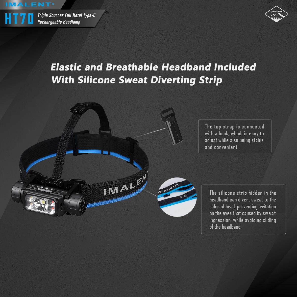 IMALENT HT70 LED Headlamp 3500LM 349M 5000mAh Powerful Torch Rechargeable Headlamp White Red Light Three-Light Source Headlight
