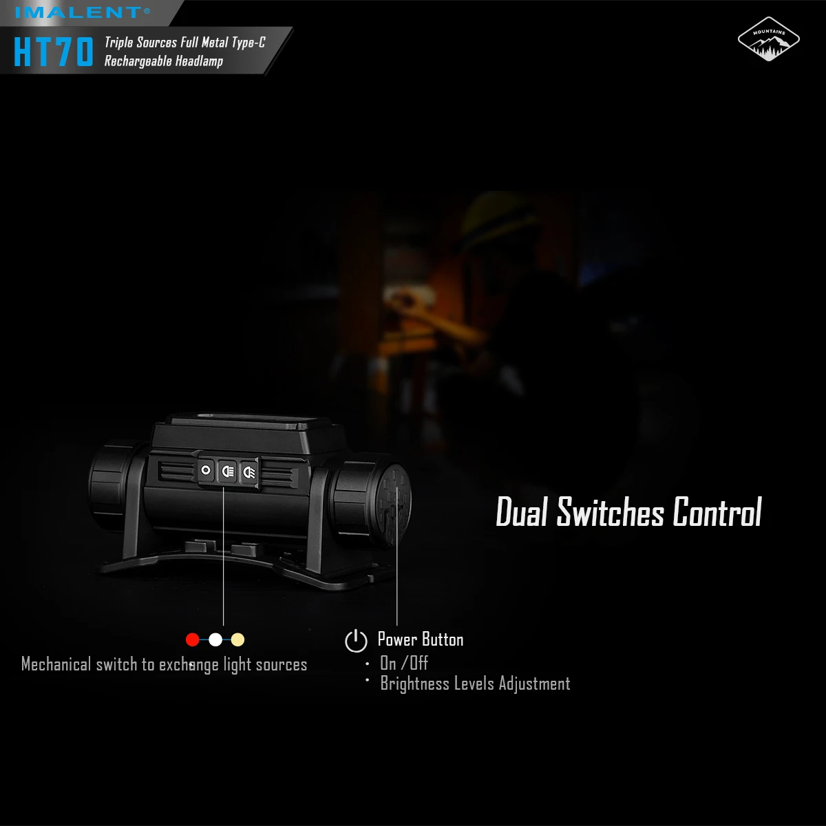 IMALENT HT70 LED Headlamp 3500LM 349M 5000mAh Powerful Torch Rechargeable Headlamp White Red Light Three-Light Source Headlight